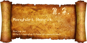 Menyhárt Henrik névjegykártya